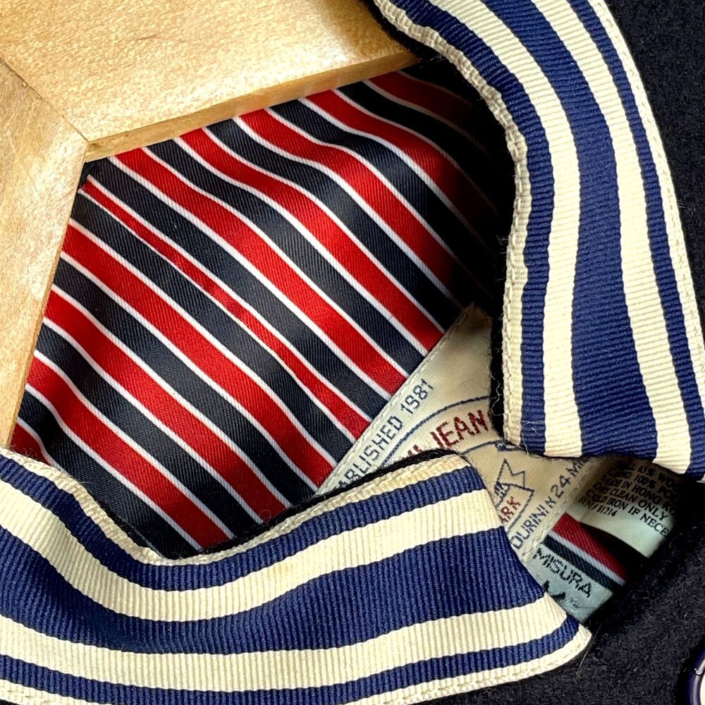 ~ Vintage RARE Armani Jeans Med Wool Military Jacket HTF Women's Button Up Lined - Picture 12 of 14